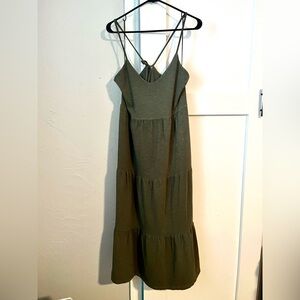 Old Navy L Tiered Slub-Knit Midi Cami Swing Dress WITH POCKETS! NWT